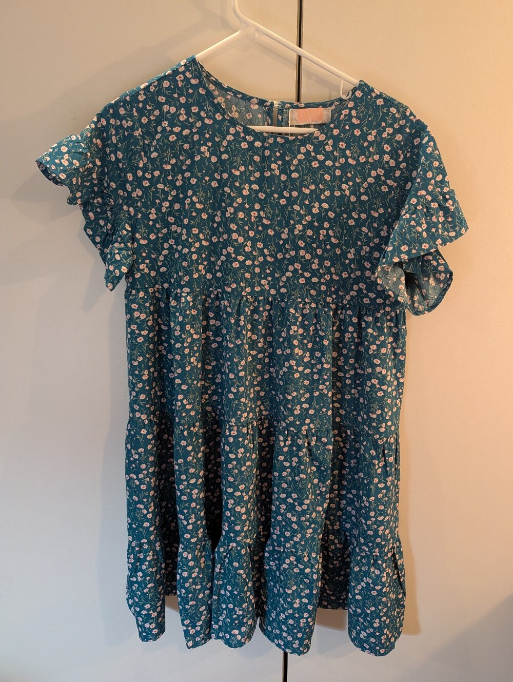 C + D + M Teal Floral Short Sleeve Dress Womans Small NWT